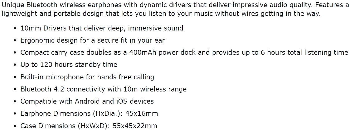 אוזניות בלוטוס AV LINK TRUE WIRELESS 100.575 TEXT